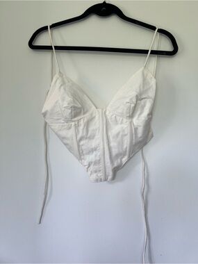 SABO 100% Cotton White Women's Corset Crop Top
